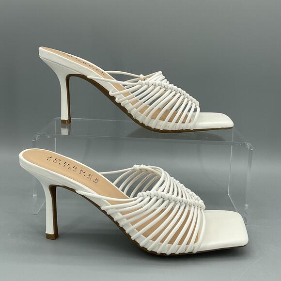 NEW Journee Collection Women’s Saskia Heeled Sandals White Size 8.5 - Picture 1 of 10